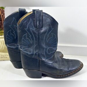Masterson Boot Company Black Blue Stitch Cowboy Boots Size 1.5